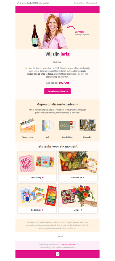 Wie jarig is trakteert!