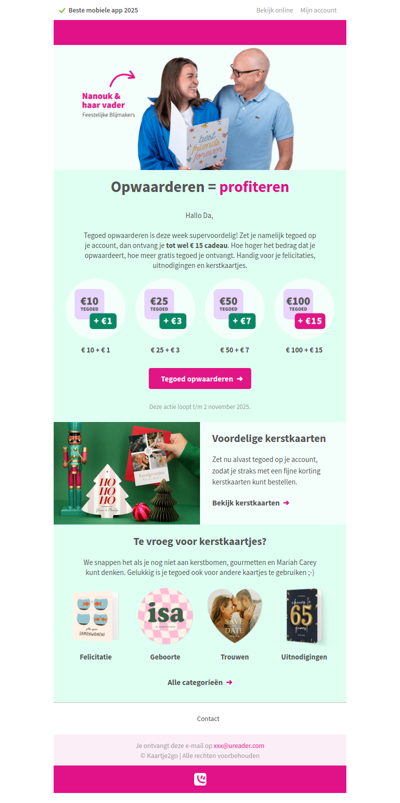 Da, profiteer nu van gratis kaarttegoed!