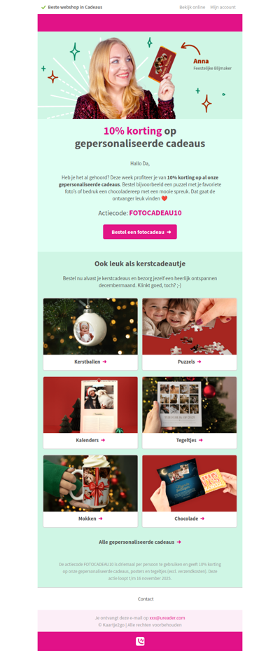 Nu: 10% korting op gepersonaliseerde cadeaus 🎁