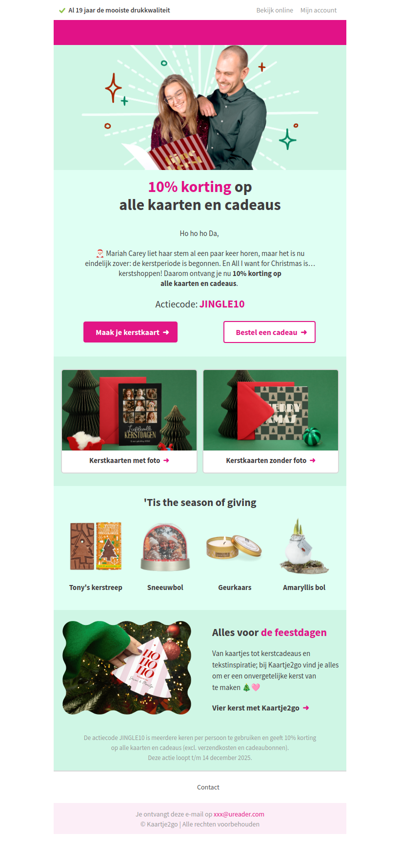 🎅🏻 It’s Christmas time: 10% korting op alle kaarten en cadeaus!