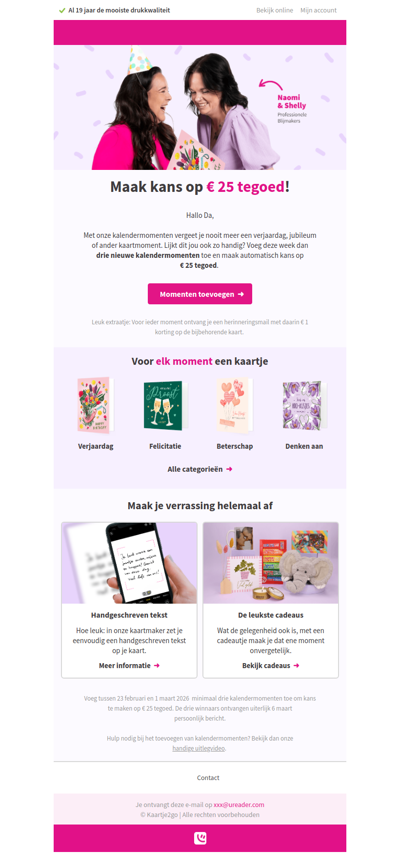 Da, € 25 tegoed winnen?