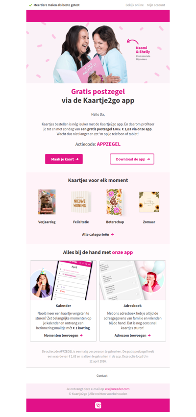 Da, een gratis postzegel voor jou!