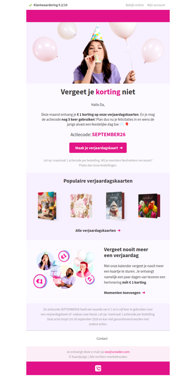 Da, vergeet je korting niet!