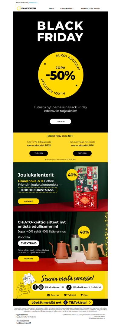 💥 Jopa -50%! Black Friday alkoi ajoissa!