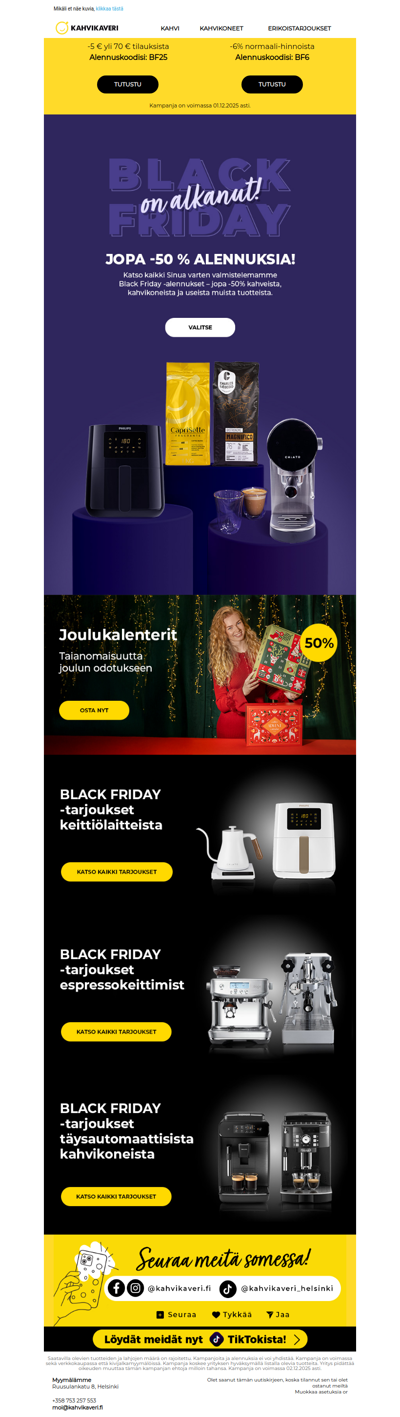 Kiirehdi!🔥Black Friday -tarjoukset katoavat nopeaa vauhtia!