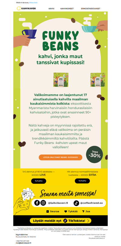 FUNKY BEANS ON TÄÄLLÄ!