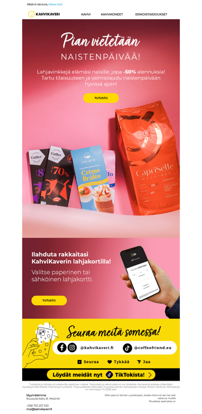 Joko olet hankkinut lahjat naistenpäiväksi? 🌷