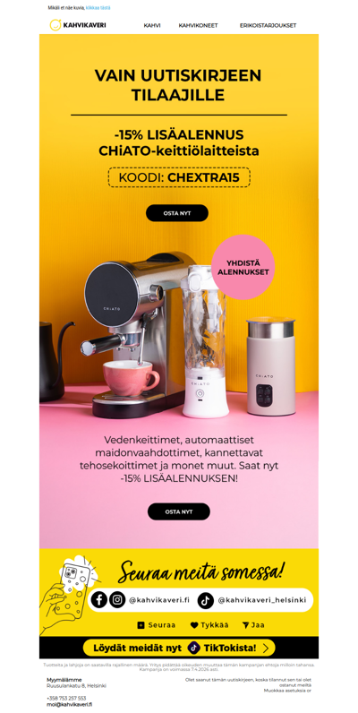 ERIKOISTARJOUS UUTISKIRJEEN TILAAJILLE