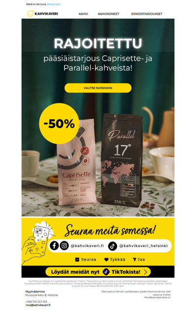 ❗-50% ALE suosituimmista kahveistamme on palannut!