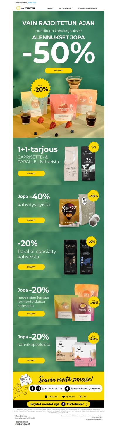 Jopa -50% alennus kahvista? Kyllä, mutta ei kauaa.