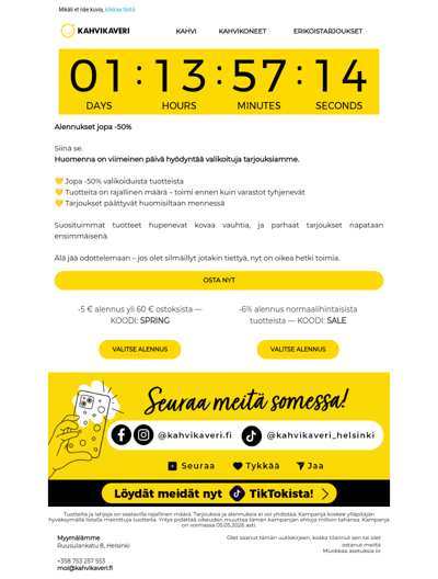 📢Nämä tarjoukset päättyvät huomenna