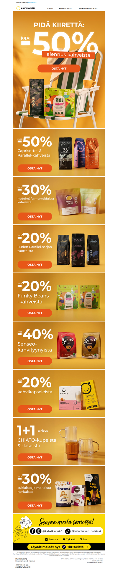 Pidä kiirettä: jopa -50% alennus kahveista⏰