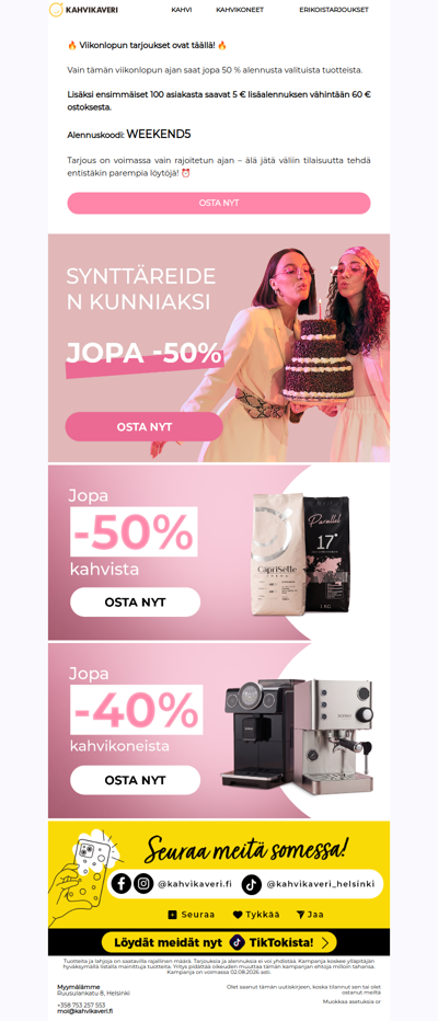 🔥 Viikonlopun tarjoukset: Jopa 50 % alennusta! 🔥