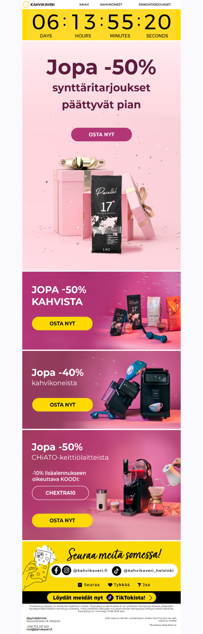 🚨Viimeinen tilaisuutesi hyödyntää synttärihinnat