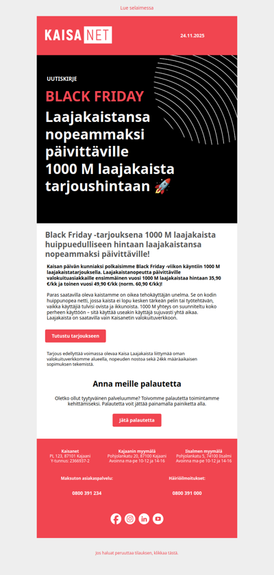 Päivitä laajakaistasi nopeammaksi Black Friday -hintaan!