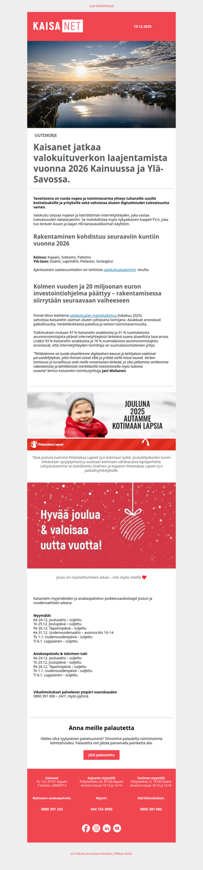 Kaisanetin valokuituverkko jatkaa laajentumistaan vuonna 2026 💫