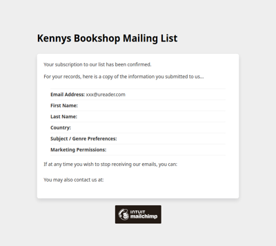 Kennys.ie Mailing List: Subscription Confirmed