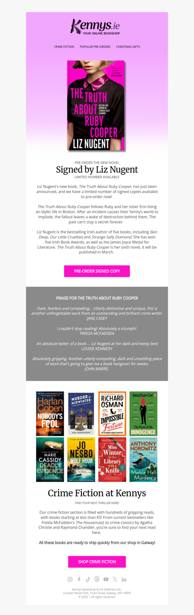 Signed copies of new Liz Nugent!