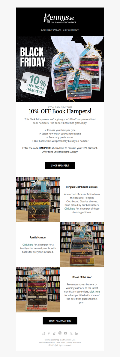 Extra 10% off Book Hampers for Black Friday