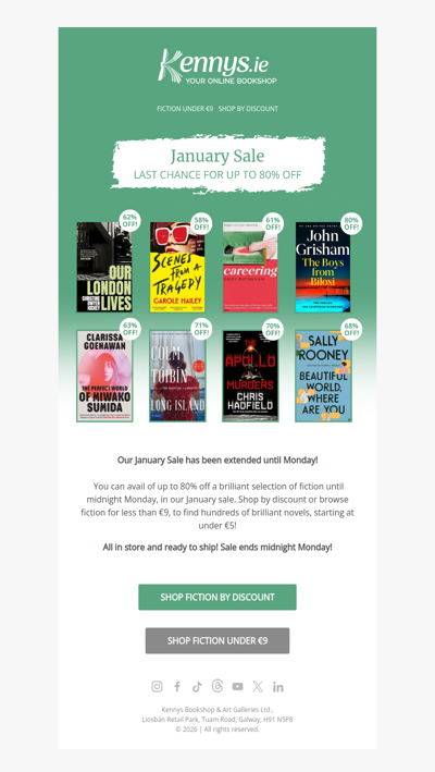 Last Chance for up to 80% Off Fiction!