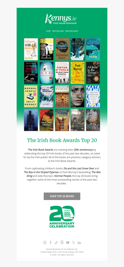 The Irish Book Awards Top 20 📚