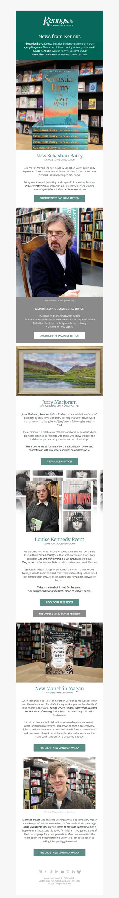 New Manchán Magan, Louise Kennedy & Sebastian Barry