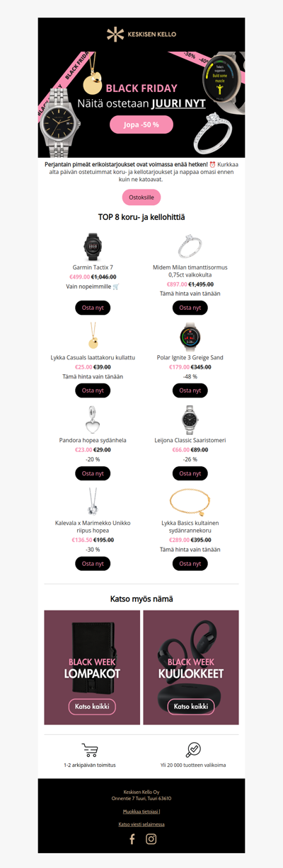 Ostoskoreissa juuri nyt: Parhaat tärpit jopa -50 % 🖤