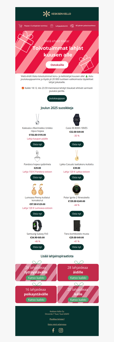 Perille jouluksi: Koru- ja kellolahjat jokaiselle