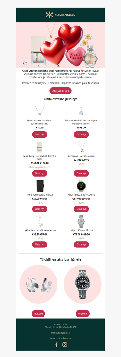 Vielä ehdit: Ystävänpäivälahjat