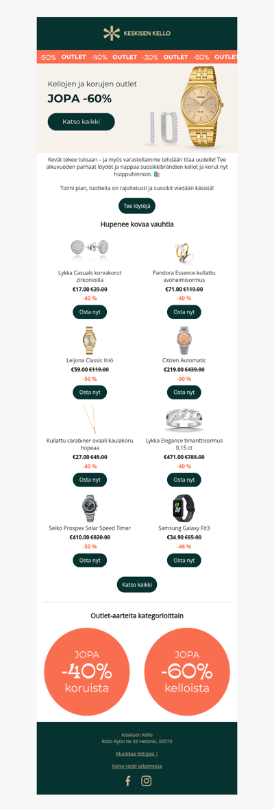 Outlet-siivous alkaa: jopa -60 %