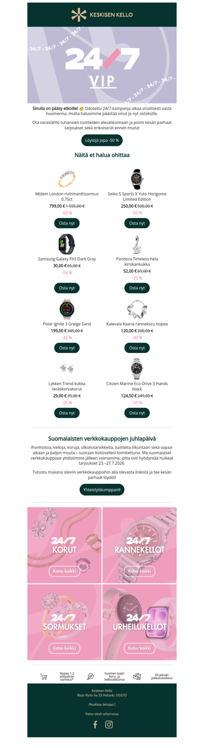 Ennakkopääsysi aleen! 🔑