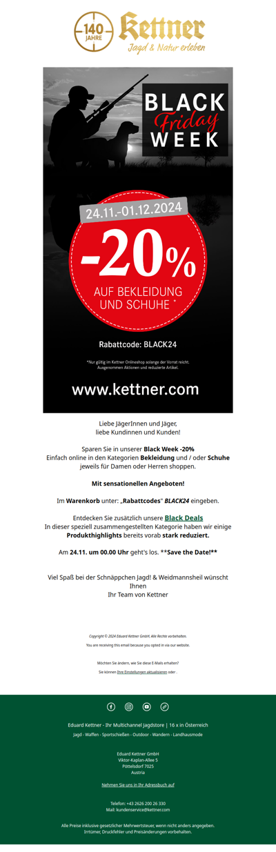 Black Week ab 24.11 | Sensationelle Angebote im Kettner Onlineshop!