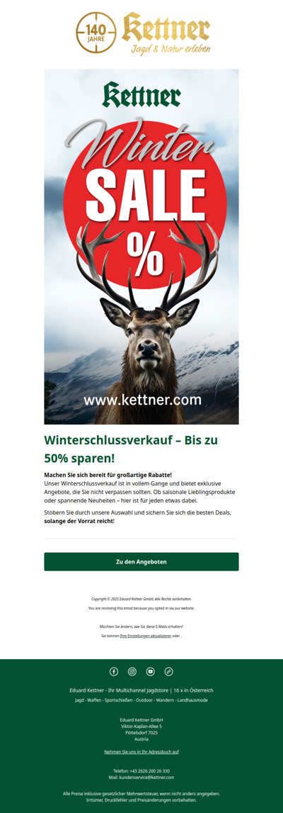 Winterschlussverkauf bei Kettner – Jetzt zugreifen und sparen!