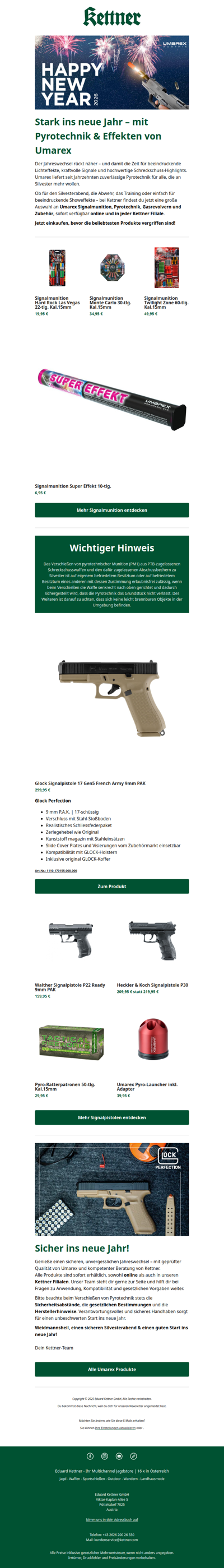Jetzt für Neujahr ausrüsten – Pyrotechnik & Schreckschuss von Umarex