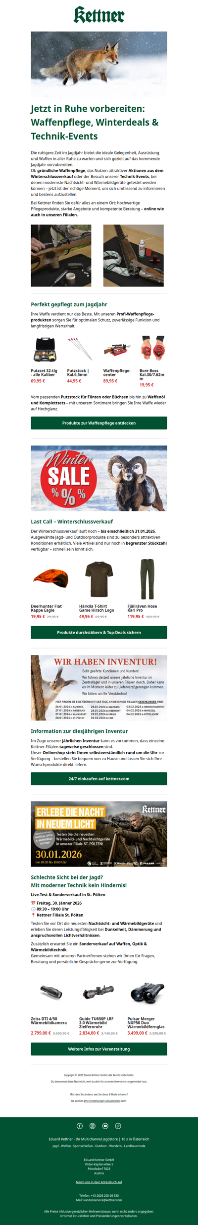 Jetzt vorbereiten: Waffenpflege, letzte Winterdeals & Technik-Event