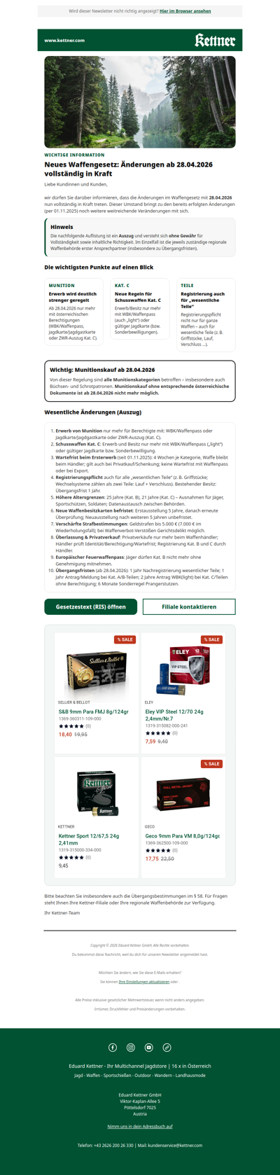 ACHTUNG: Neues Waffengesetz ab 28.04.2026 vollständig in Kraft