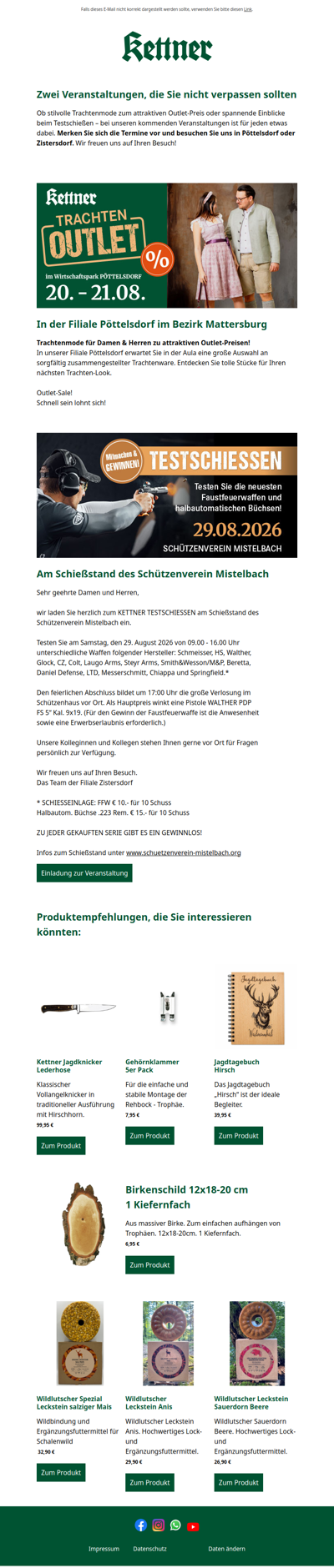 Save the Date: Trachtenoutlet & Testschießen