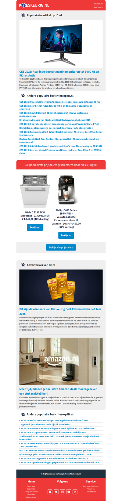 CES 2026: Acer introduceert gamingmonitoren tot 1000 Hz en 5K-resolutie