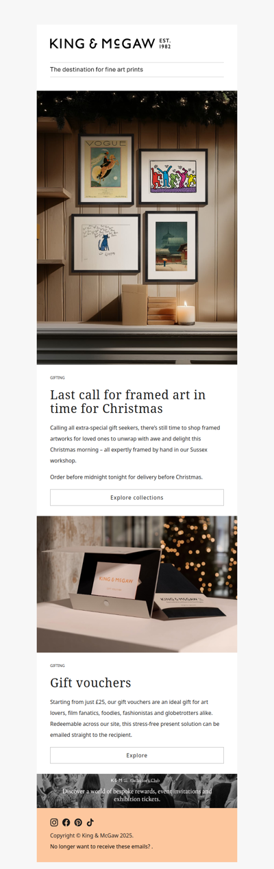 Order by midnight tonight for framed prints