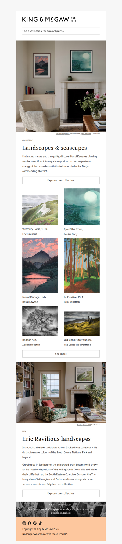 Calming landscapes and tempestuous seascapes