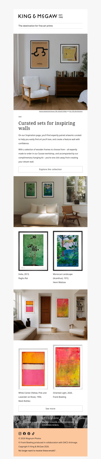 Curated sets for inspiring walls