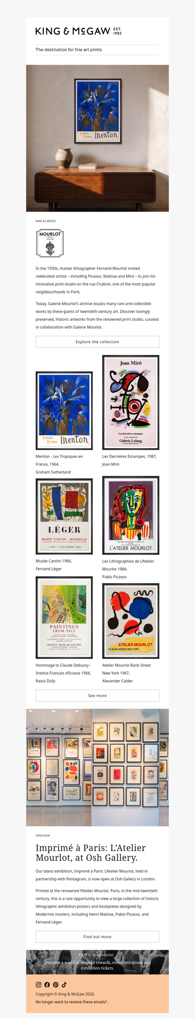 Galerie Mourlot: lithographs by Picasso, Miró and Calder