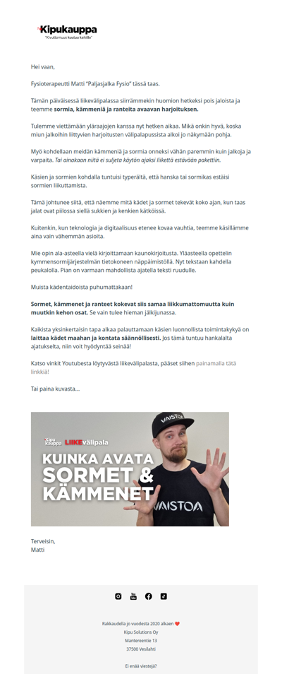 Kuinka avata sormet ja kämmenet