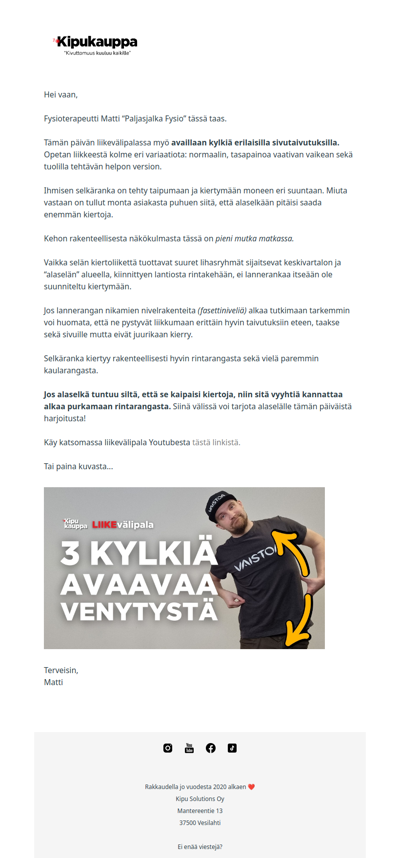 3 kylkiä avaavaa venytystä