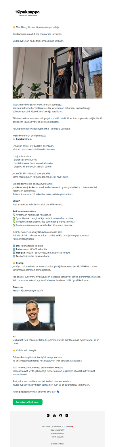 Yksi 5–30 sekunnin liike selälle ja hartioille