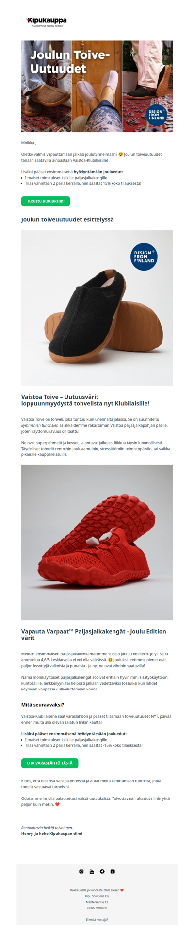 Paljasjalkatohvelit uutuusväreissä nyt saatavilla