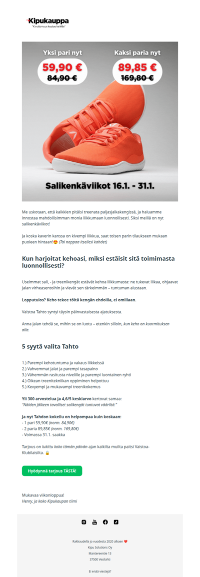 Salikengät huippuedullisesti 31.1. asti