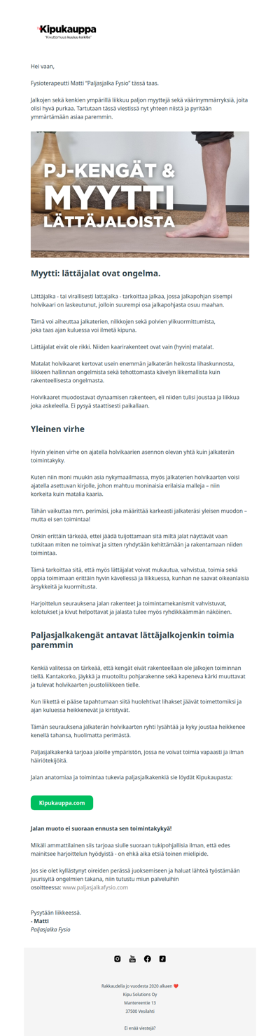 Pj-kengät ja myytti lättäjaloista