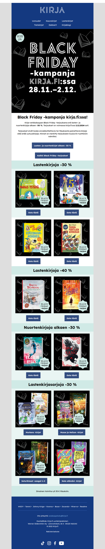 📚Black Friday: lastenkirjoja alkaen -30 % 🖤!