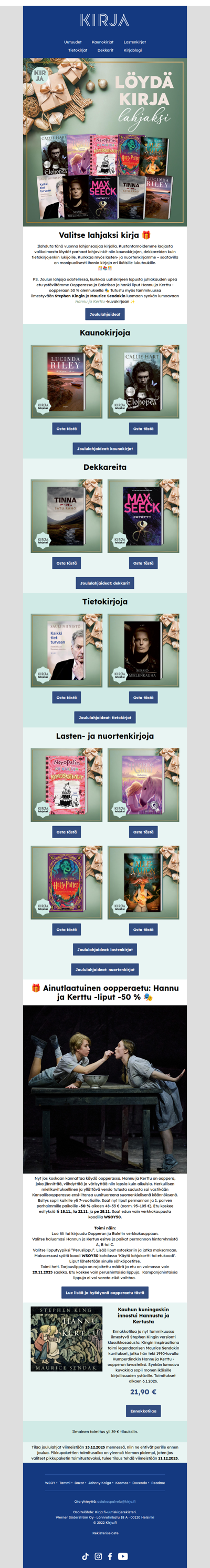 📚 Kirjalahjavinkkejä ja upea lippuetu Oopperaan 🎁